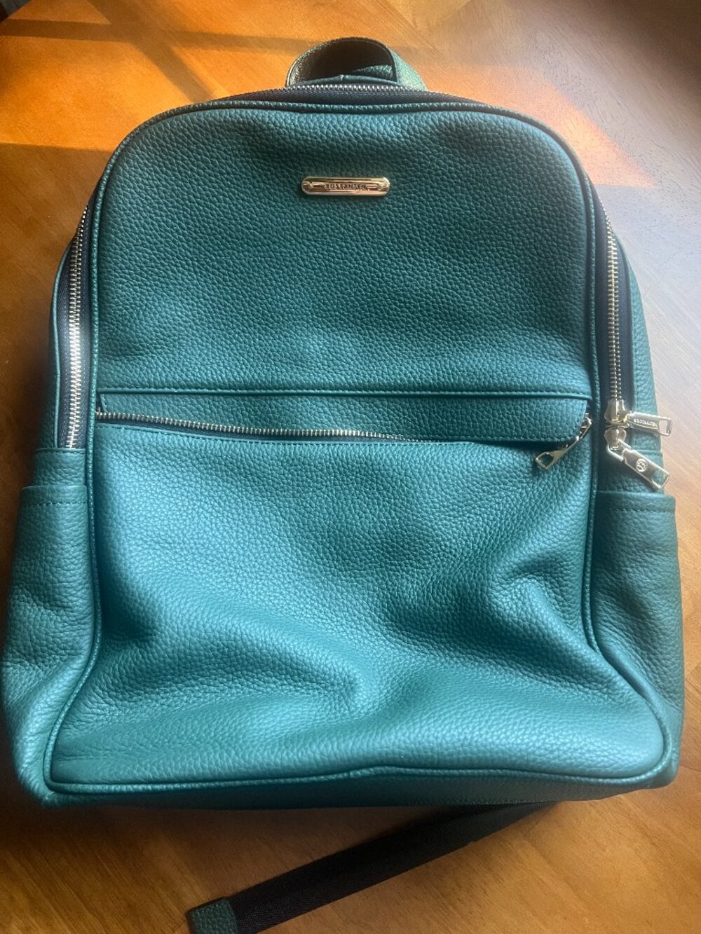 Bostanten Laptop Backpack, pebble green leather, 15.6"